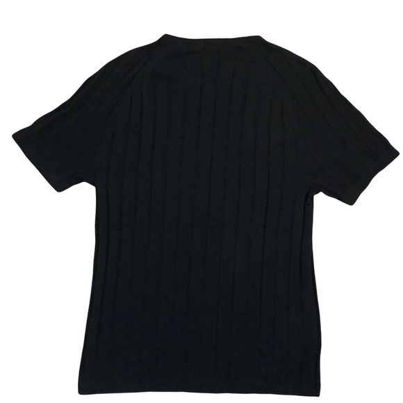 A/X Armani Exchange Basic Black Ribbed Stretchy Short Sleeve Sweater Size Large - Picture 4 of 7